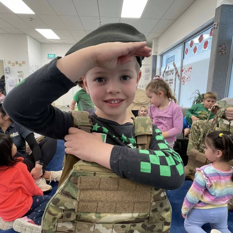 Busy Bees Church St Army dress up