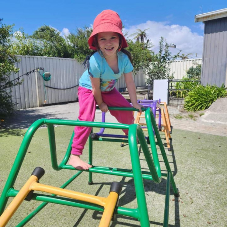 Climbing frame fun at Busy Bees Kawatiri