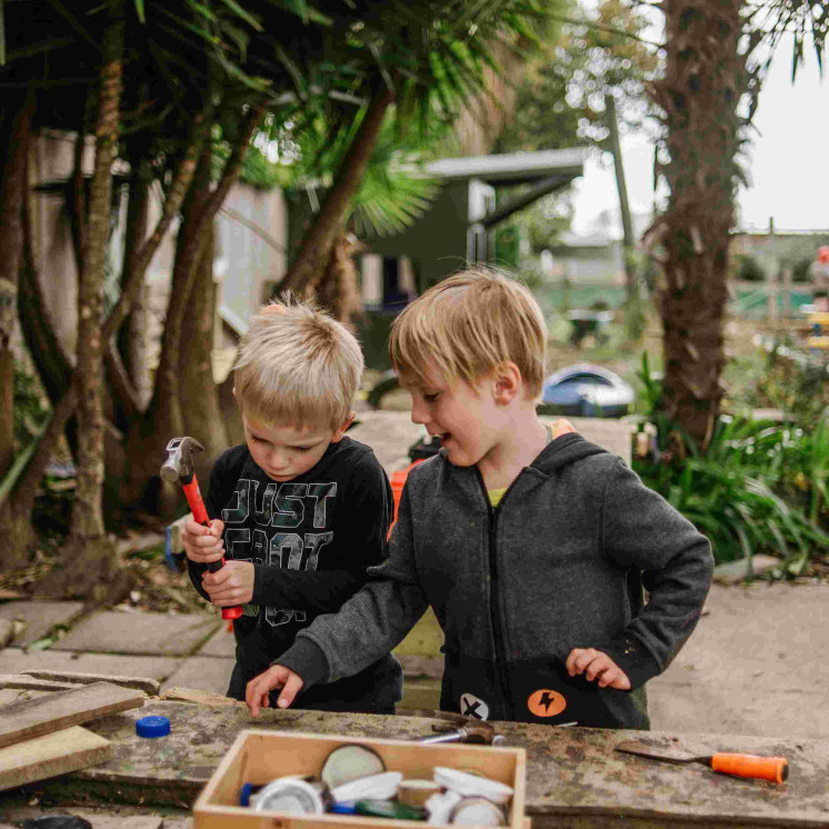 The Construction shed is a popular area at Busy Bees Mapua