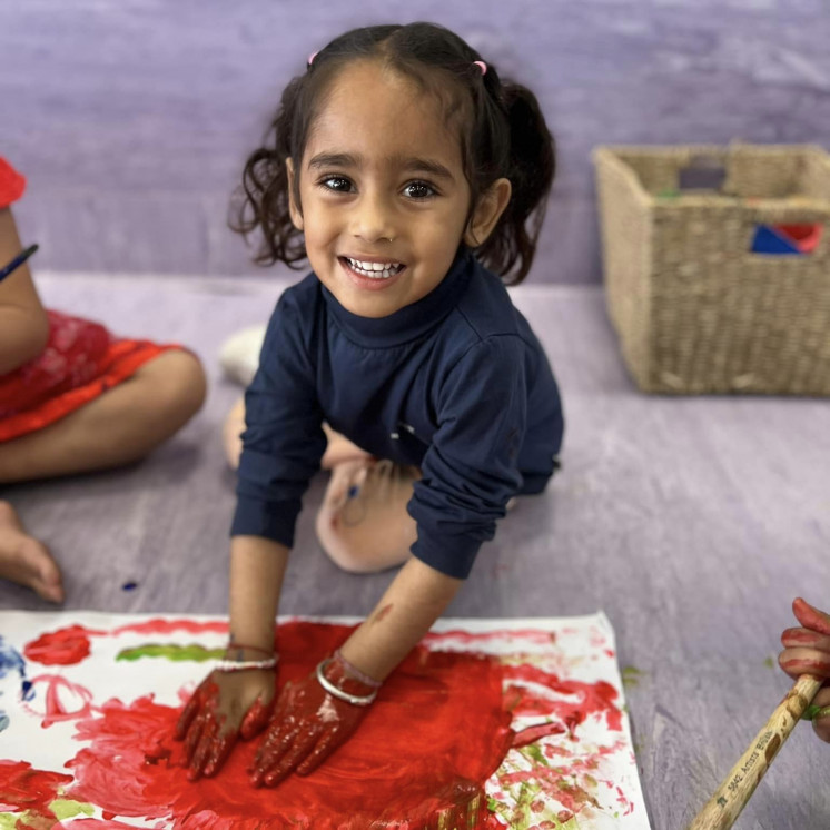 Sensory painting fun at Busy Bees Ormiston Road
