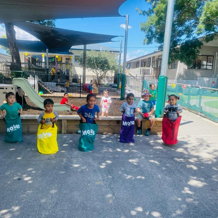 Children enjoying our MOVE jumping sacks at Busy Bees Ōtāhuhu
