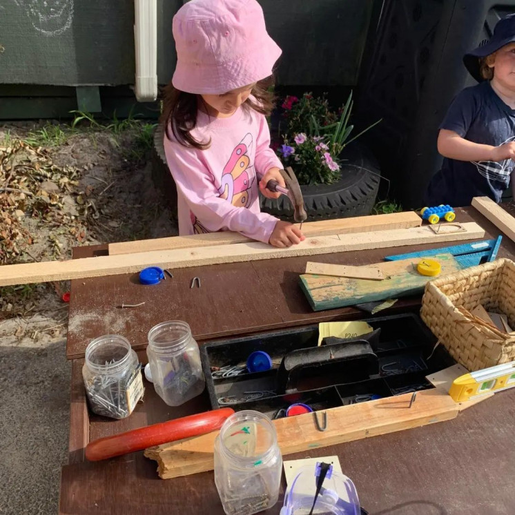 Woodwork for toddlers at Busy Bees Ruakaka