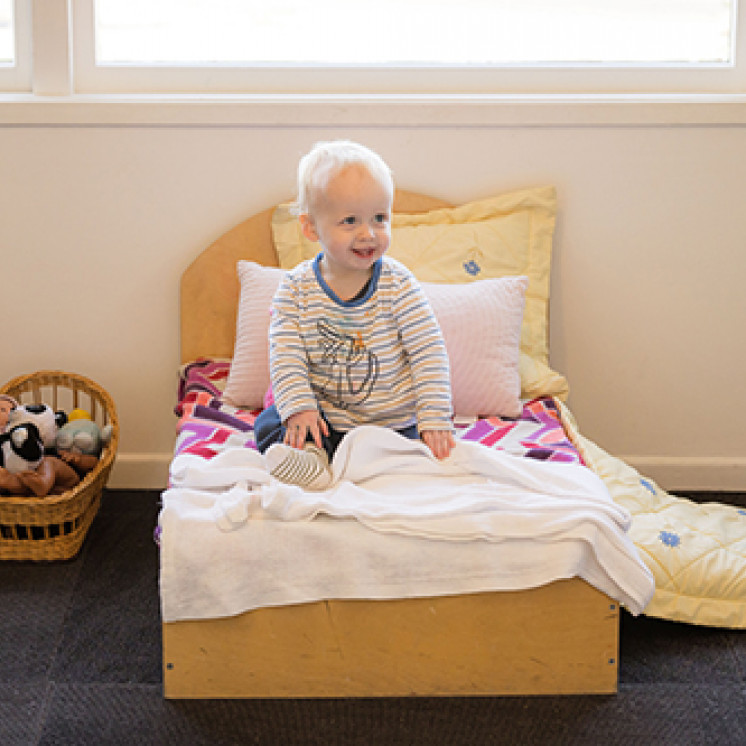 Baby ready to take a nap at Busy Bees Western Heights